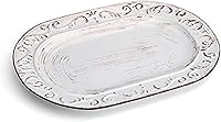 Pfaltzgraff Trellis 13.75-Inch White Oval Serving Platter - Rustic Stoneware, Dishwasher & Microwave Safe