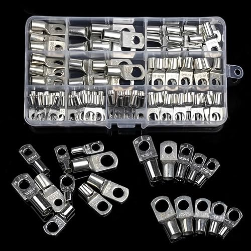 ICXLPMC 100PCS Ring Terminal Cable Shoes Lugs 35mm2 Tinned Copper Lug Wire eye Connectors Terminals Lugs Wire Copper Kit Butt