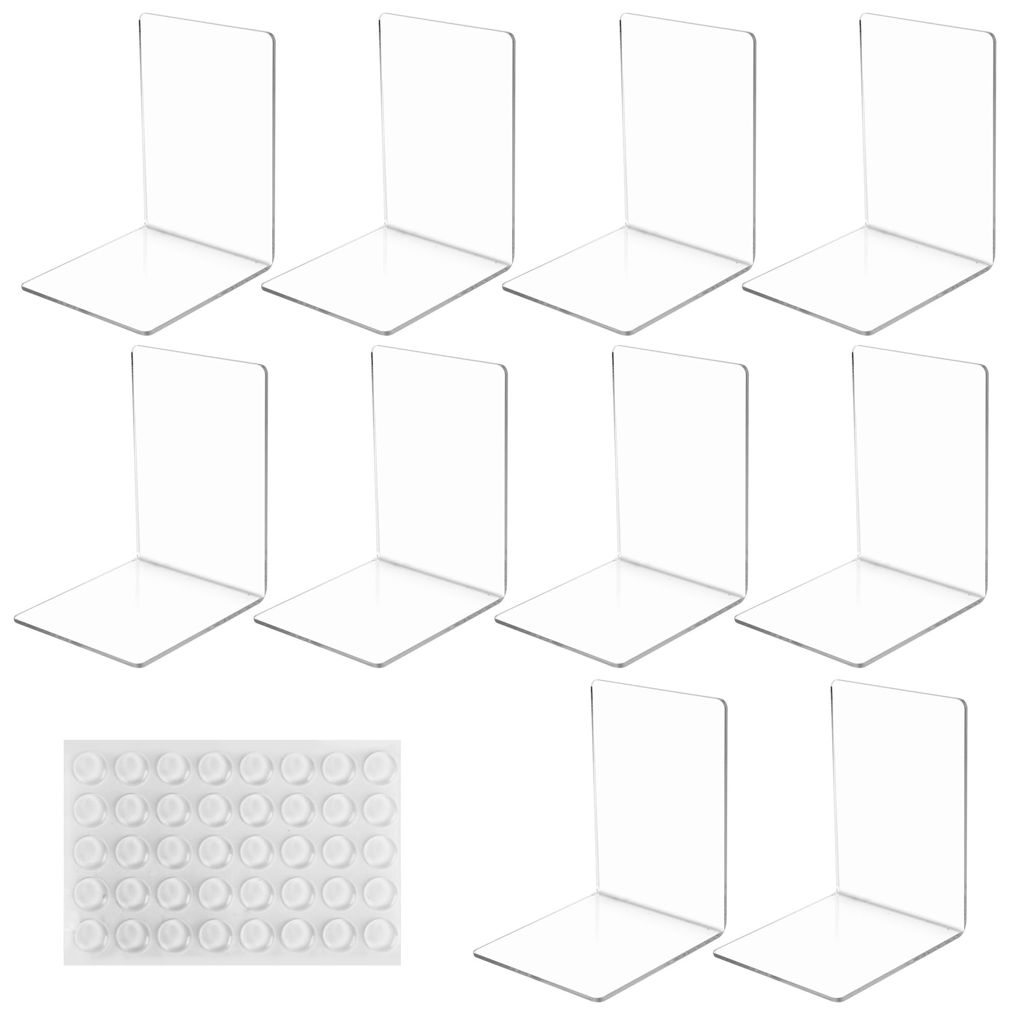 Fermalibri in acrilico trasparente 10 pezzi con cuscinetti antiscivolo in silicone Supporto per libri
