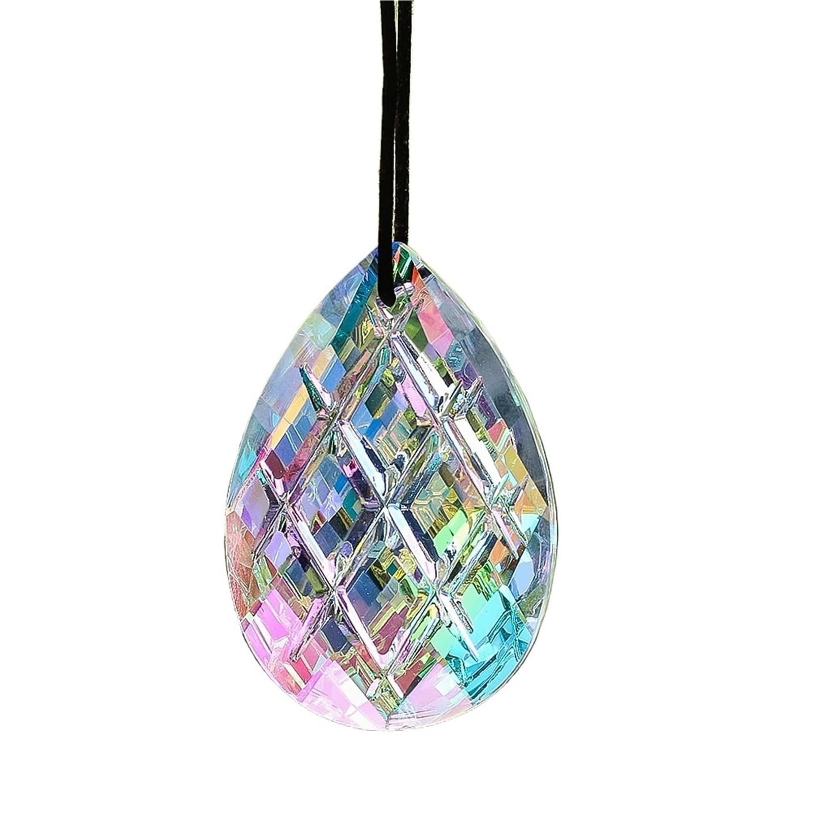 ZUXWUX Sun Catcher 50mm Waterdrop Grid Crystal Suncatcher Glass Window Hanging Decor Rainbow Maker