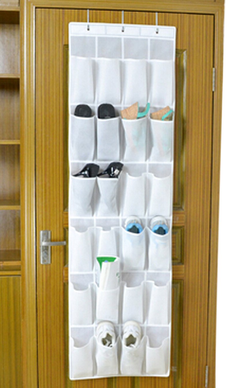 BXT 24 Pockets Over Door Hanging Closet Shoes Organiser Home Tidy Hook Up Shoe Storage Unit Rack Multi-Layer Space Saver Wardrobe Assorted Pouch