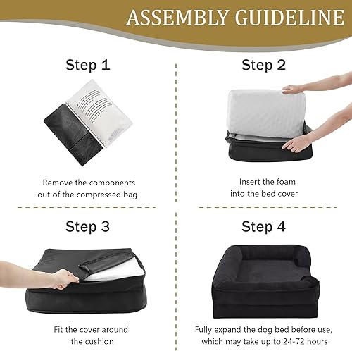 Miniatura 6 de Bedfolks Cama ortopédica para perro, sofá cama impermeable para perros y gatos pequeños, sofá cama de espuma de huevo para mascotas con funda