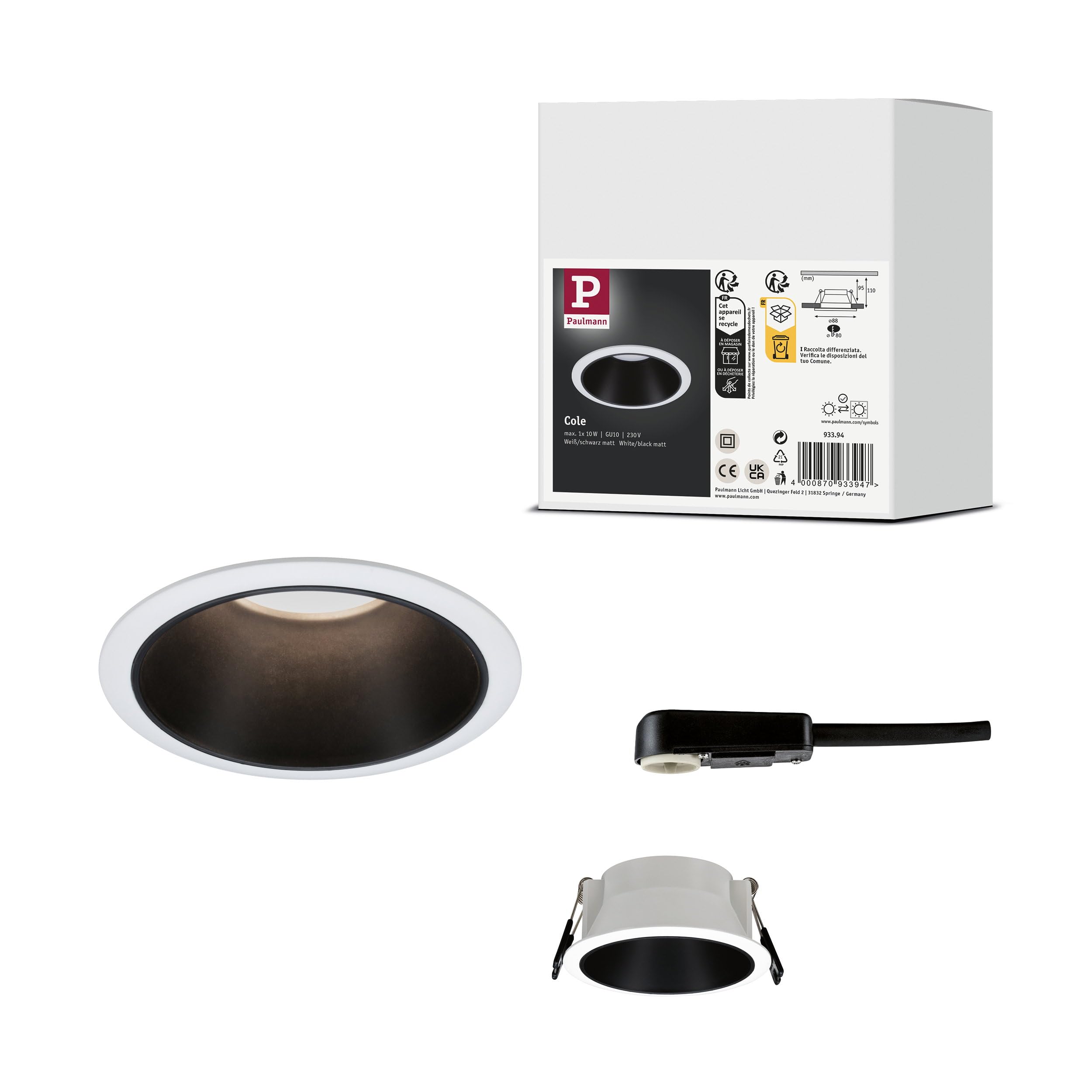Paulmann Cole Gu10 Spotlight, White/Black