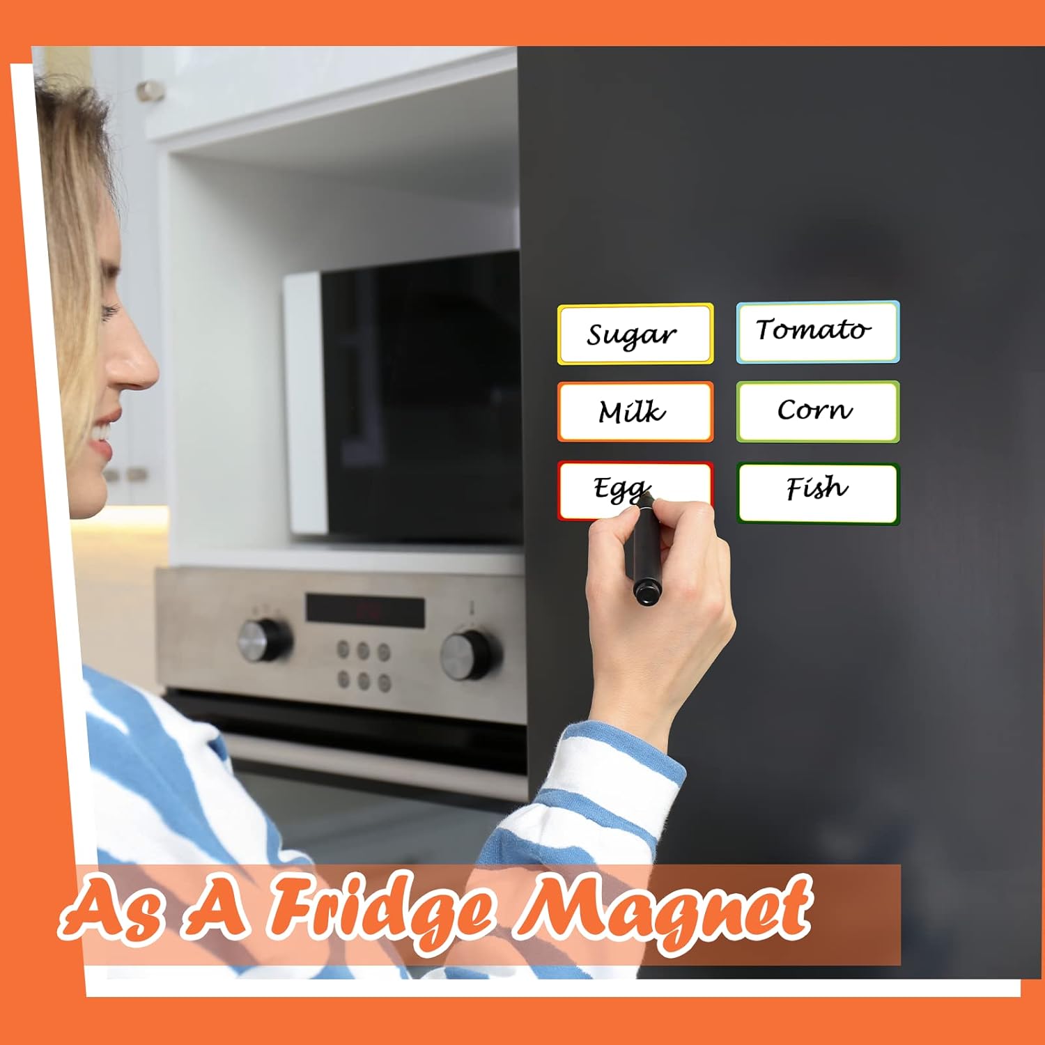 480 Pcs Magnetic Dry Erase Labels Reusable Name Tag Writable Stickers Colored Magnets Magnetic Strips for Whiteboard Rectangle Blank Name Plates for Lockers(Simple Style,3.2 x 1.2 in)