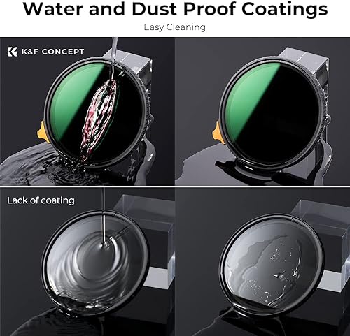 Miniatura 10 de K&F Concept Filtro de densidad neutra 2 en 1 con efecto 14 y variable ND2-400 (1-9 paradas) de 2.638 in, filtro multifunción de ajuste de putter