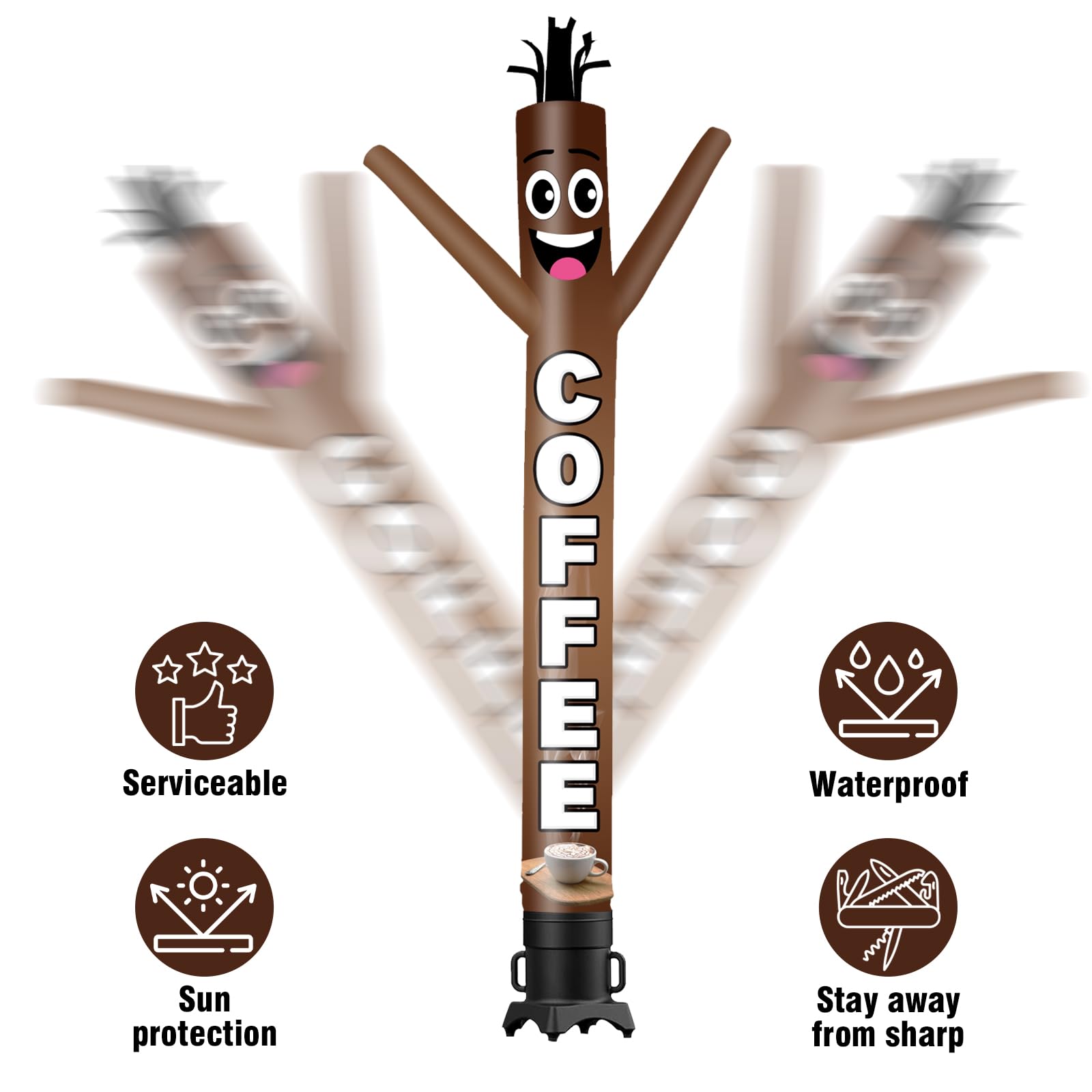 3.0 m tall inflatable tube man wacky air dancer coffee Wacky Wave Dancer (diameter 30.5 cm) for outdoor decoration advertising commercial business events (blower not included)