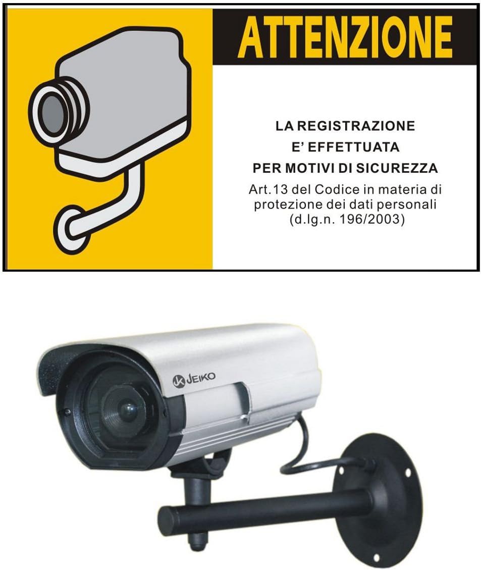 Telecamera Finta Kwmobile Con LED Rosso - Videosorveglianza Finta Per Esterno, Anti-Ladri - Foto 2