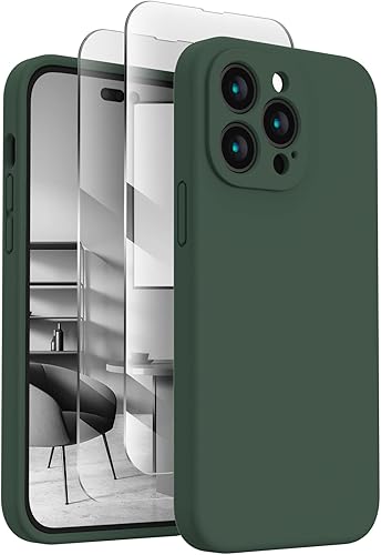 Miniatura 744 de FireNova Funda para iPhone 14 Pro, funda de silicona mejorada [protección de cámara] con [2 protectores de pantalla], forro interior de microfibra