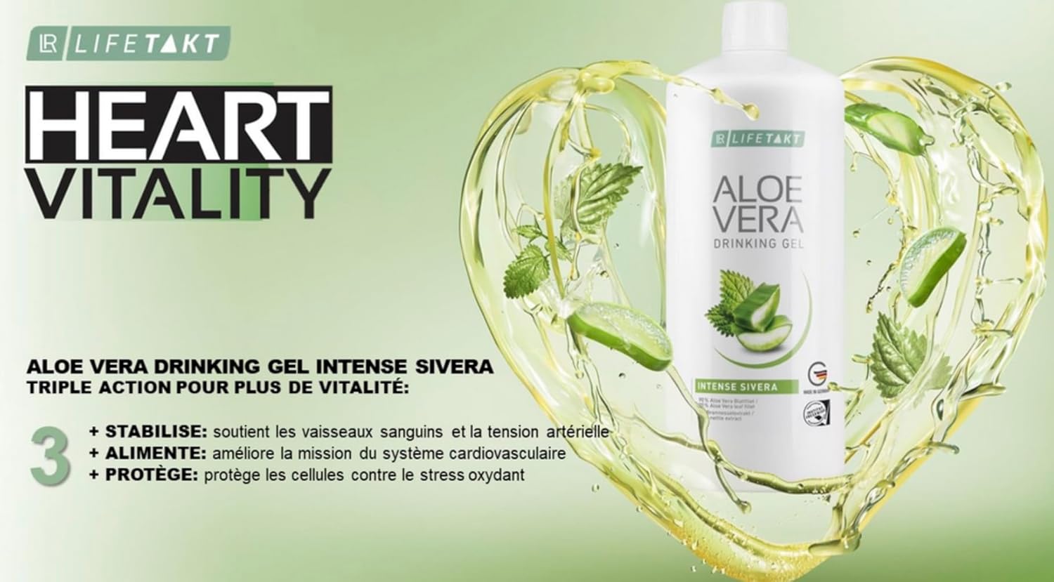 LR Lifetakt Aloe Vera Drinking Gel Intense Sivera Health Care Women Men Drink Every Day Natural Treatment Set of 3-1000 ml./33.3 fl.oz