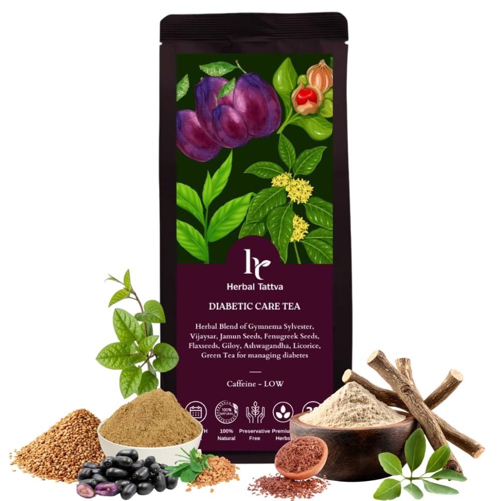 Herbal Tattva Diabetes Care Green Tea, 30 Sachets | Herbal Tea for Diabetes & Blood Sugar Support with Ashwagandha & Det