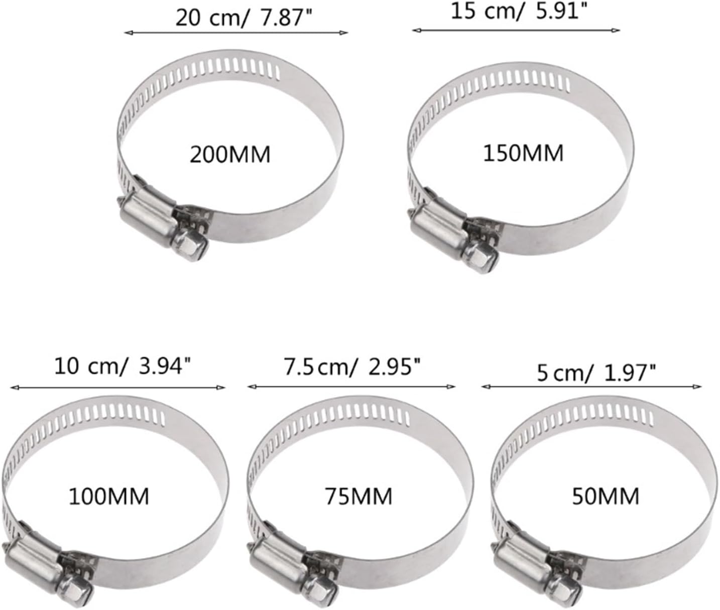 Adjustable Hose Clamps kit, 2 PCS Stainless Steel Adjustable Worm Gear Hose Clamps Kit Clamps Spring Clamp Drop