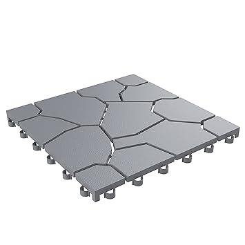 Pure Garden 50-LG1171-5 Interlocking Patio Deck Tiles, 30-Pack, Gray