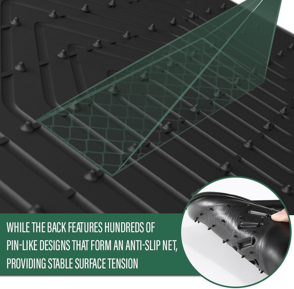 LQI Floor Mats Cargo Liner Fit 2002-2008 Dodge Ram 1500 Quad Cab 2003-2009 Ram 2500 3500 Quad Cab TPE All Weather Protection Floor Liners 1st & 2nd Row 3PCS Black Alfombras para Carro