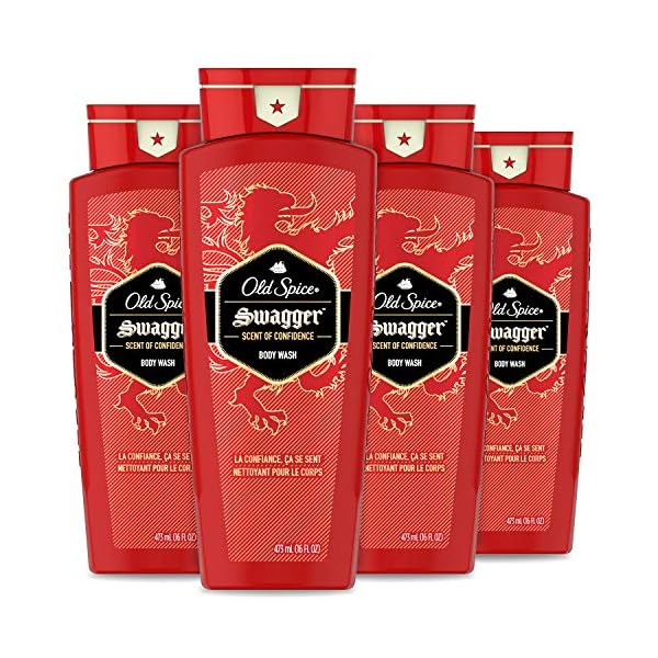 Old Spice Men's Body Wash Swagger Scent, 24/7 Shower Freshness, 16 Fl Oz (Pack of 4)