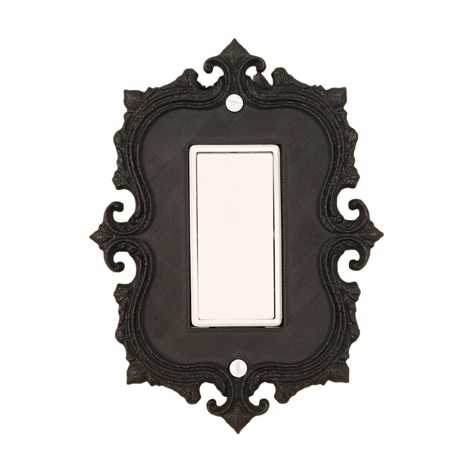 Gwyzax 2140-C Light Switch Surround Retro Carved Switch Plate Cover 4-Pack Matte Black Abs Wall Panel