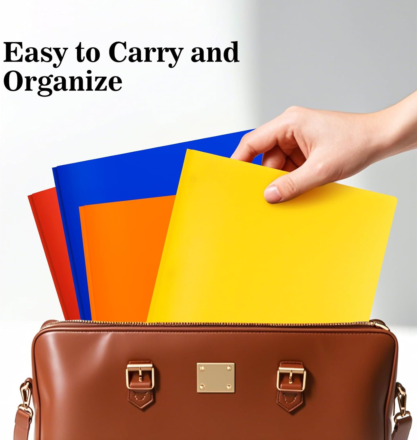 24-Pack Plastic Folders with Pockets and Prongs,2-Pocket Folders with 3 Fasteners, Holds 8-1/2" x 11" Paper for School/Office/Home, Yellow