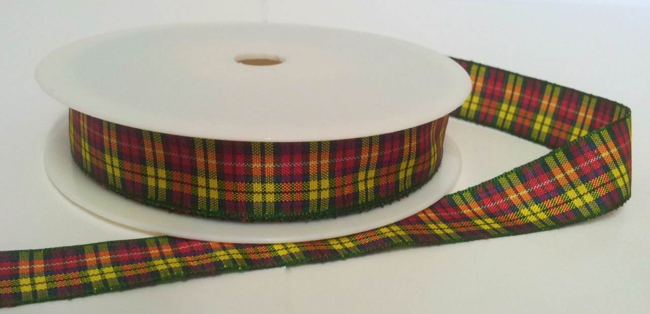 Rpribbon Multi Buchanan Polyester Tartan Ribbon 16Mm X 25M