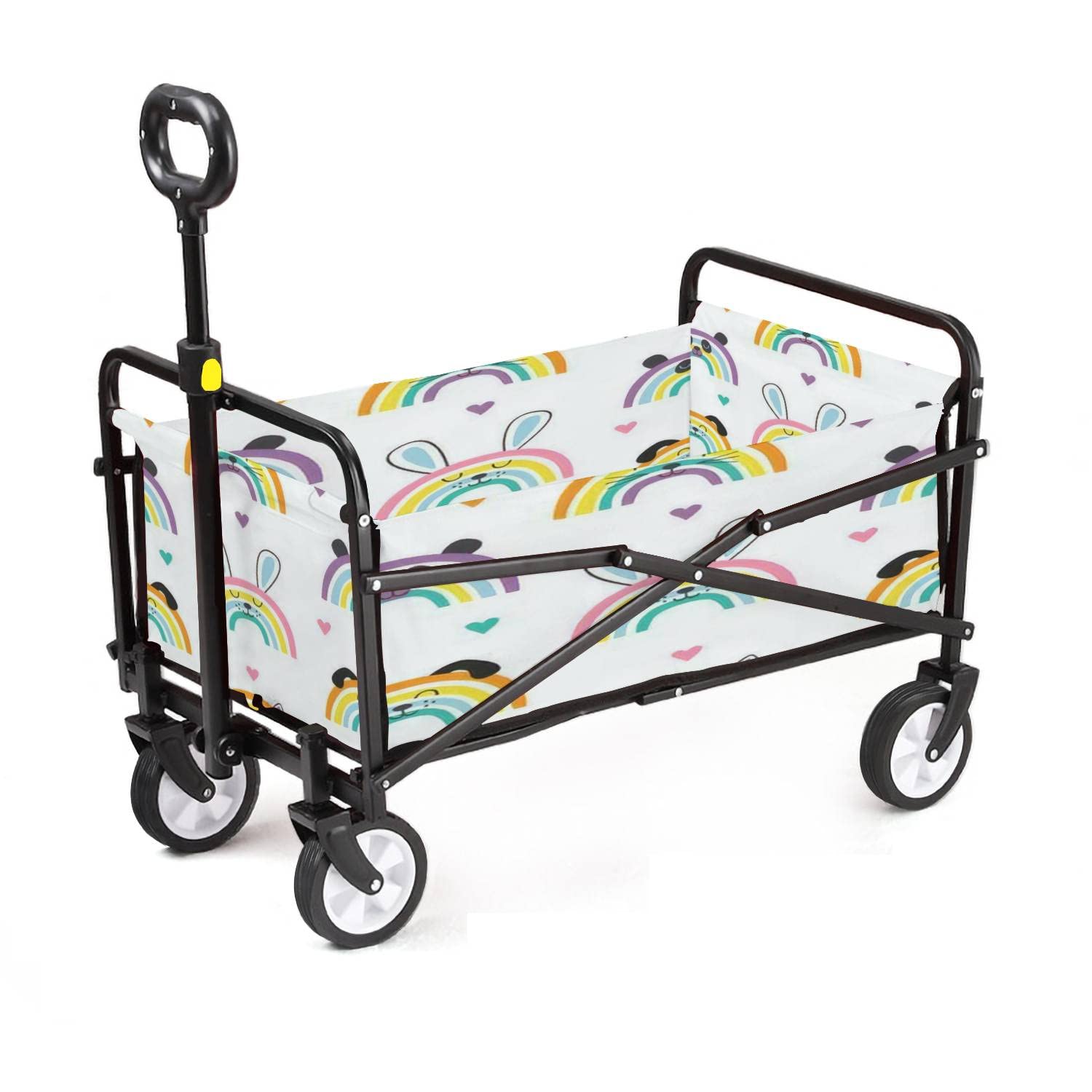 Collapsible Wagon Seamless with Baby Animals Rainbows eps Adjustable Portable Utility Folding Cart with Wheels Outdoor Garden Shopping Camping Heavy Duty Grocery Wagon-image-48