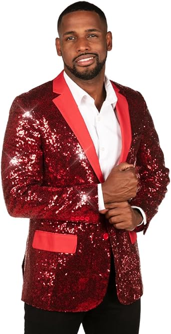 Tipsy Elves Mens Colorful Allover Sequin Blazers - Shiny Holiday New Years Ever Jackets