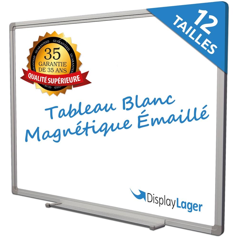 DisplayLager Tableau blanc magnétique émaillé, idéal pour le bureau, l'école, la salle d'enseignant, la cuisine et les salles de séminaire, 200 x 100 cm
