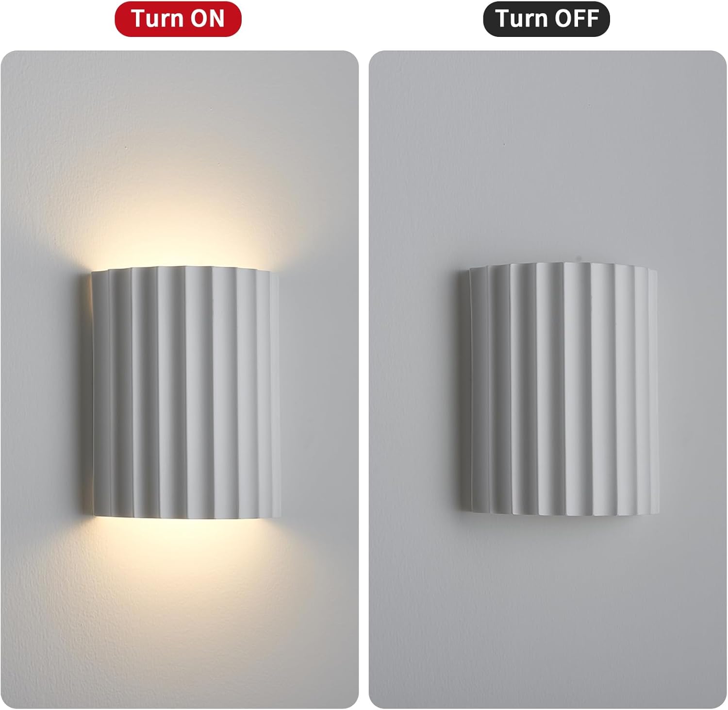 White Gypsum Modern LED Wall Sconces Wall Lighting Set of 2, Indoor Hardwired Walls Mount Light Fixtures Up Down Lamp for Hallway Bedroom Living Room Dining Room【Bulbs Included】