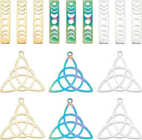 DICOSMETIC Abalorio de barra de fase lunar de acero inoxidable, corte láser, fase de la luna, astronomía lunar, dije lunar para hacer pulseras, disponible en Yaxa Colombia