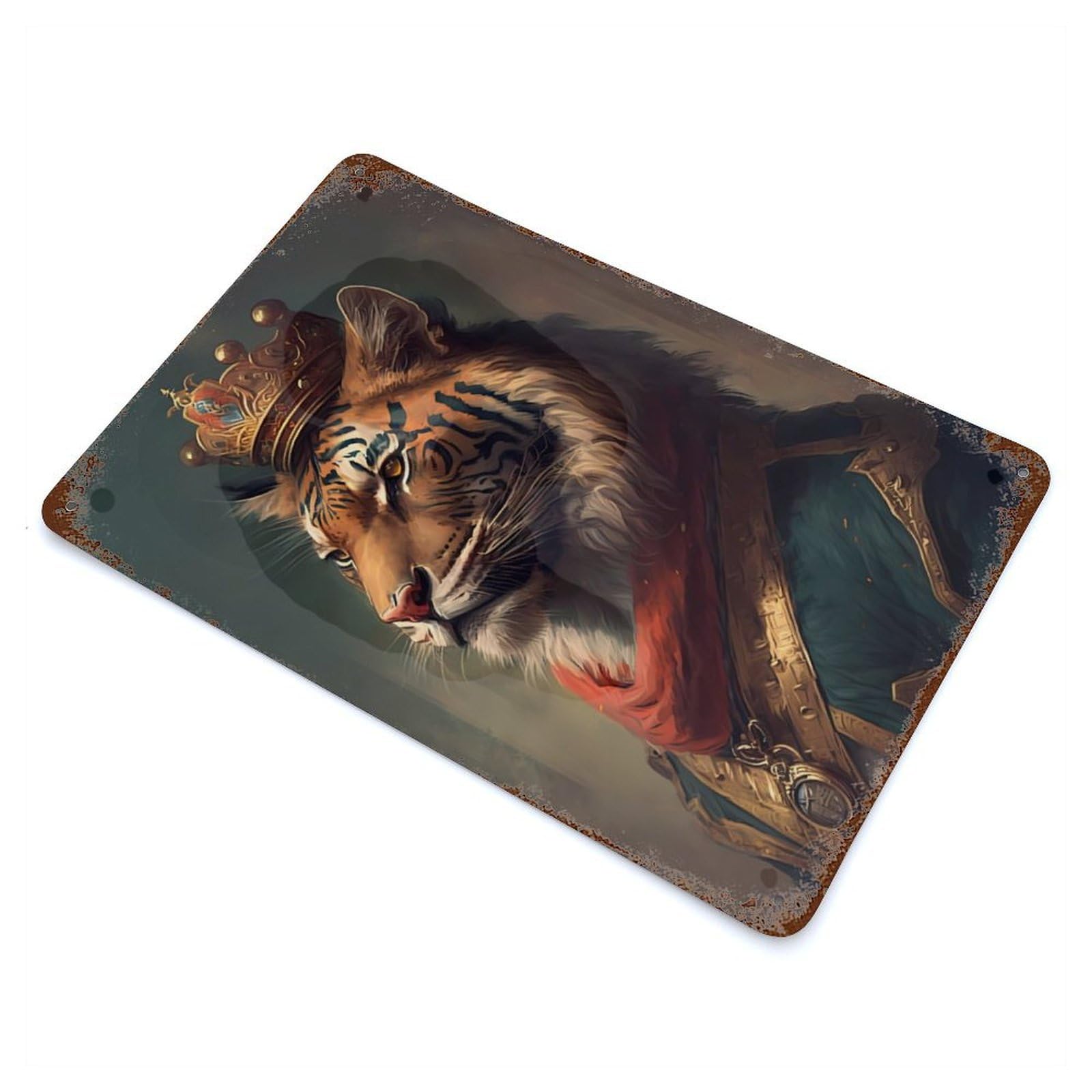 Tiger Appealing Vintage Rust Metal Sign 11.8"x7.9", Shabby Chic Decor for Garage, Pub Or Kitchen
