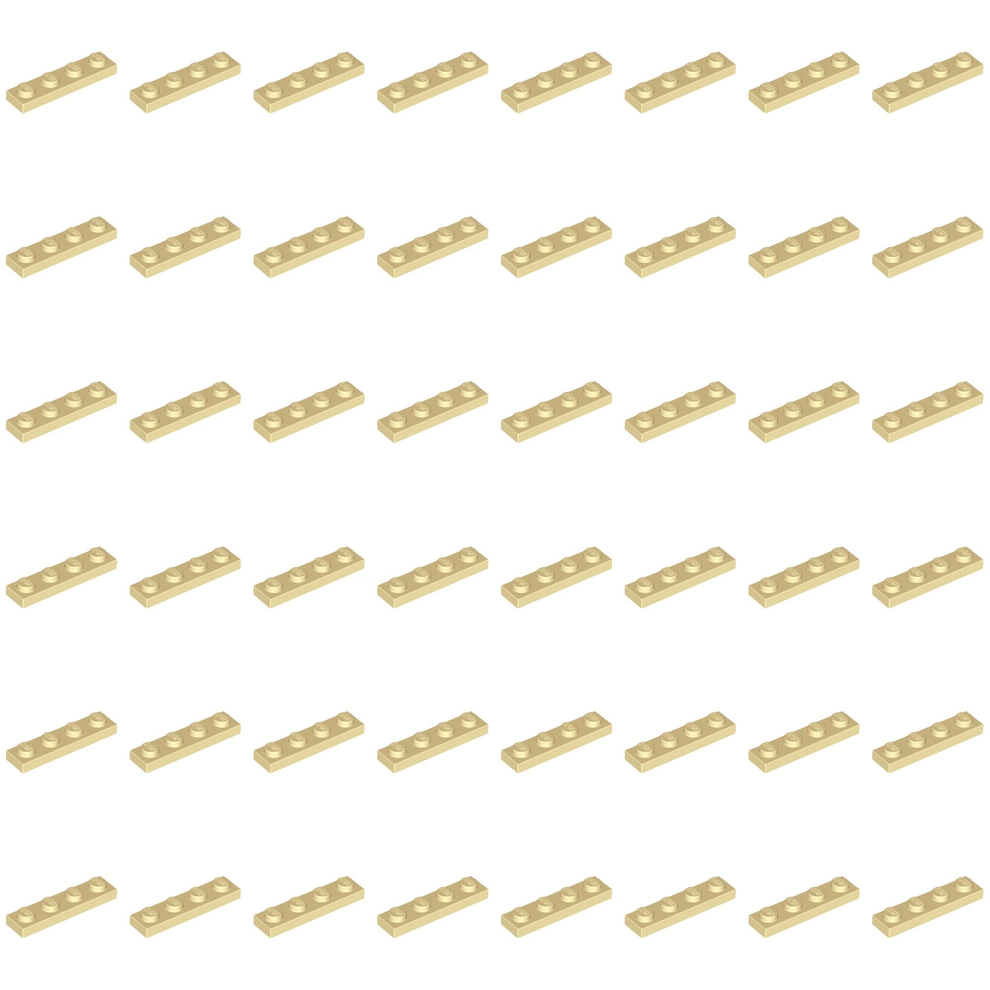 LEGO Plate 1x4, Building Brick Part 3710 (Dark Tan, 50, Bricks)