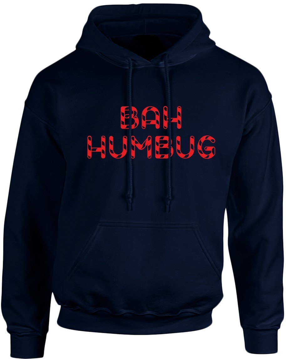 Swagwear Men's Navy, Navy Bah Humbug Christmas Xmas Unisex Hoodie 10 Colours (S-5Xl)