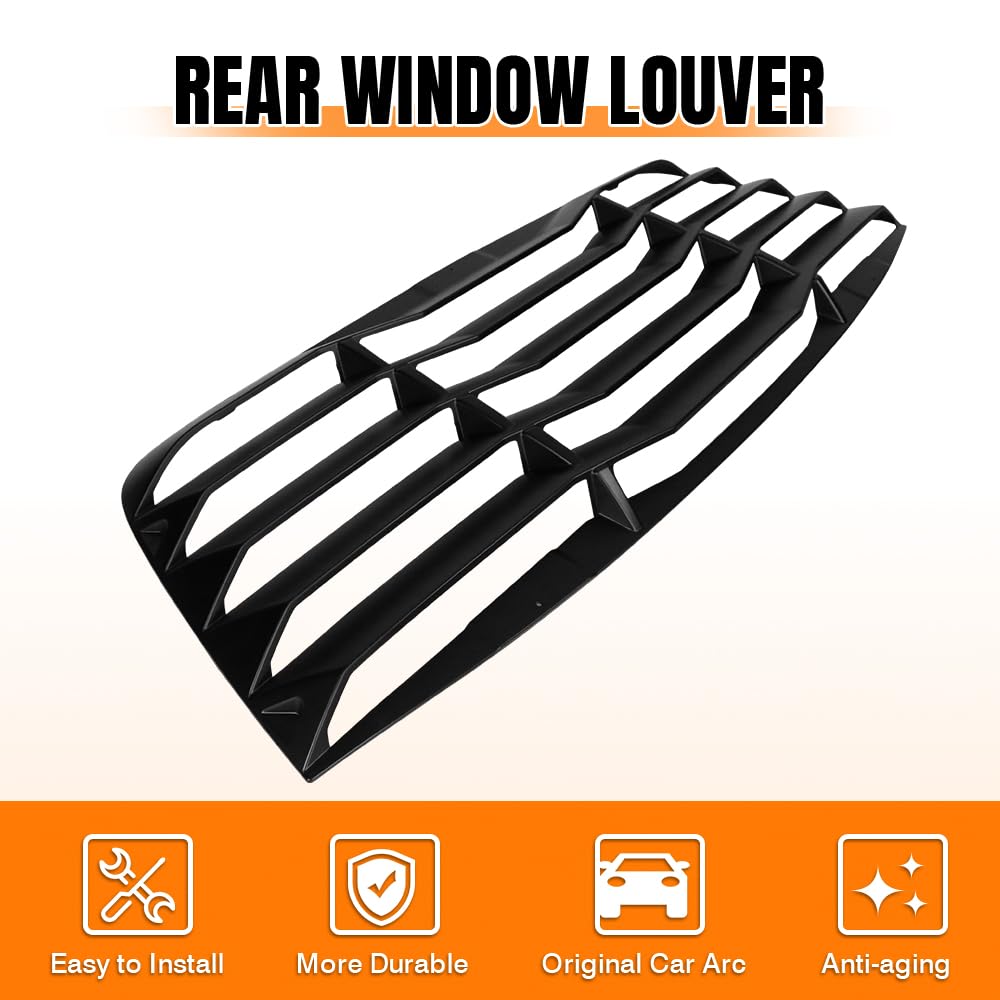 MODILOVER Rear Window Louver, Compatible with 2008-2023 Dodge Challenge, PP Matte Black V2 Style Back Window Windshield Sun Shade Cover Vent
