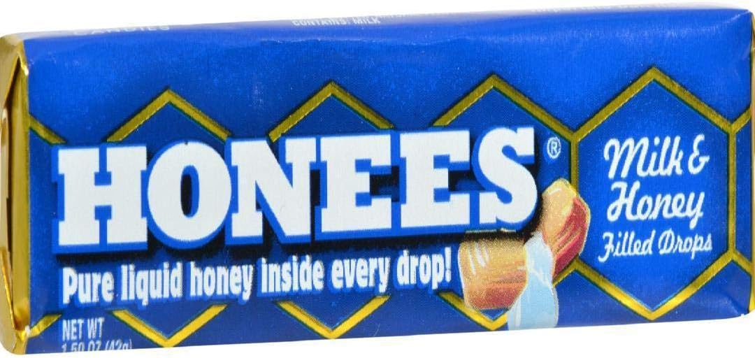 Honees Honey Filled Cough Drops, Milk & Honey- Natural Cough Drops- Sore Throat Relief - Nothing Artificial -Throat Lozenges, Natural Cough Suppressant- Non-GMO, Gluten Free (1 Pack, 9 Drops)