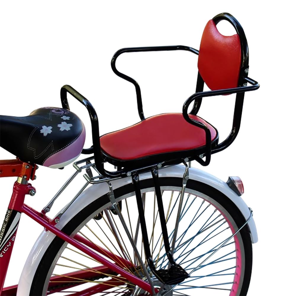 Rear Child Bike seat,Kid Rear Bike seat, Rear Mounted Bike Seat with Harness, Armrests and Pedals for Adult Bikes Ages 2 to 8 Years(Up to 110lb)