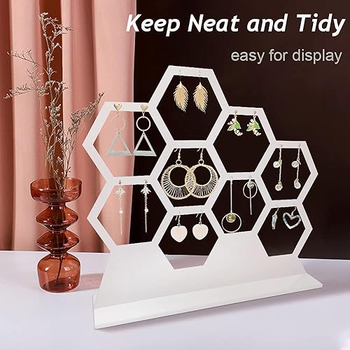 Miniatura 6 de Soporte para pendientes acrílico con forma de pendiente y forma de panal transparente para pendientes organizador de joyas accesorios de