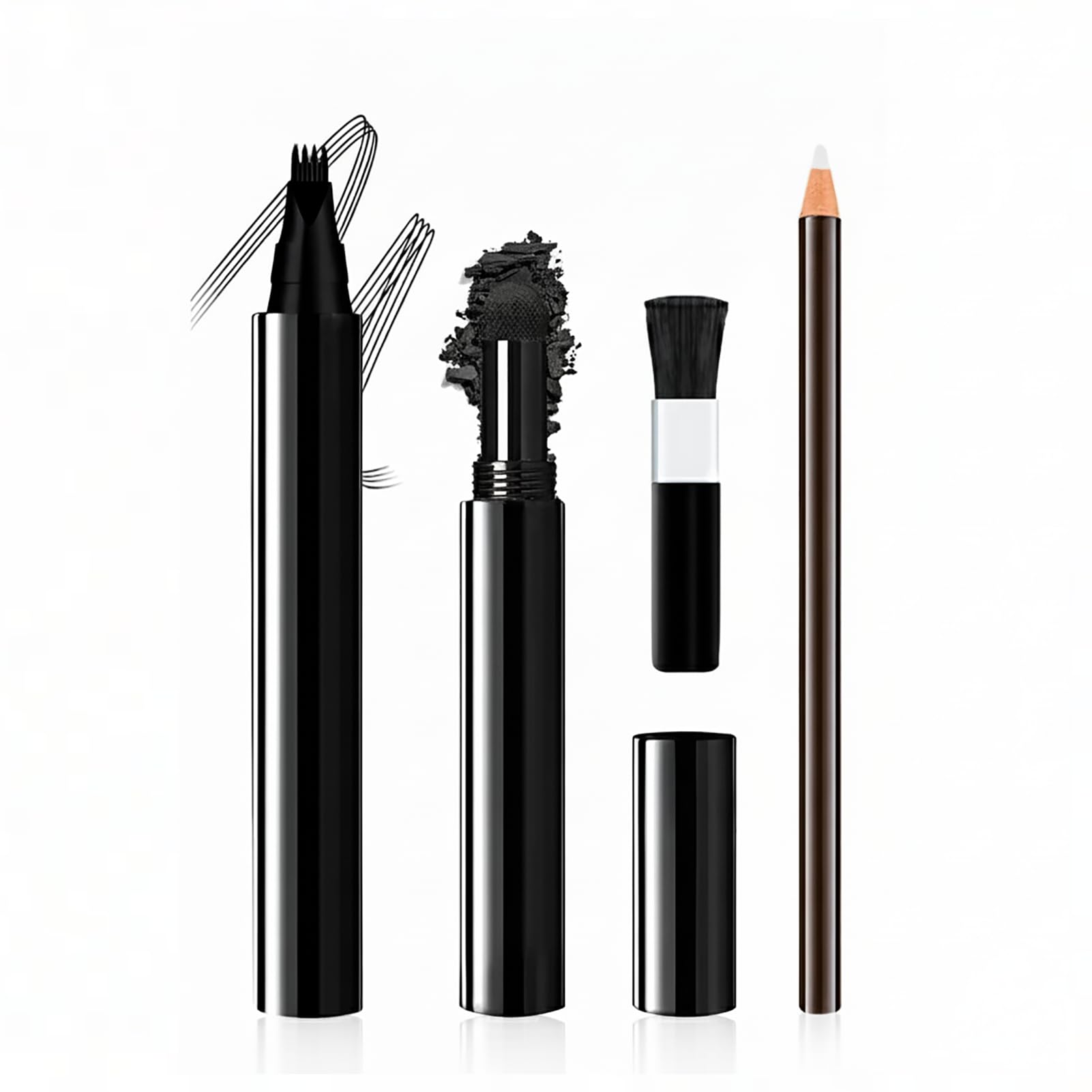 Beard Pencil Filler For Men, Beard Filling Pen Kit WaterProof, with 4 Tip Beard Filling Pen, Beard Powder, Brush and Barber Pencil for Man Creates Natural Looking Beard and Eyebrow