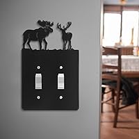 Vista 6 de Lothee 6 piezas de placas metálicas para interruptor de luz con diseño de oso, alce, árbol, montaña, alce, bosque, placa de tomacorriente