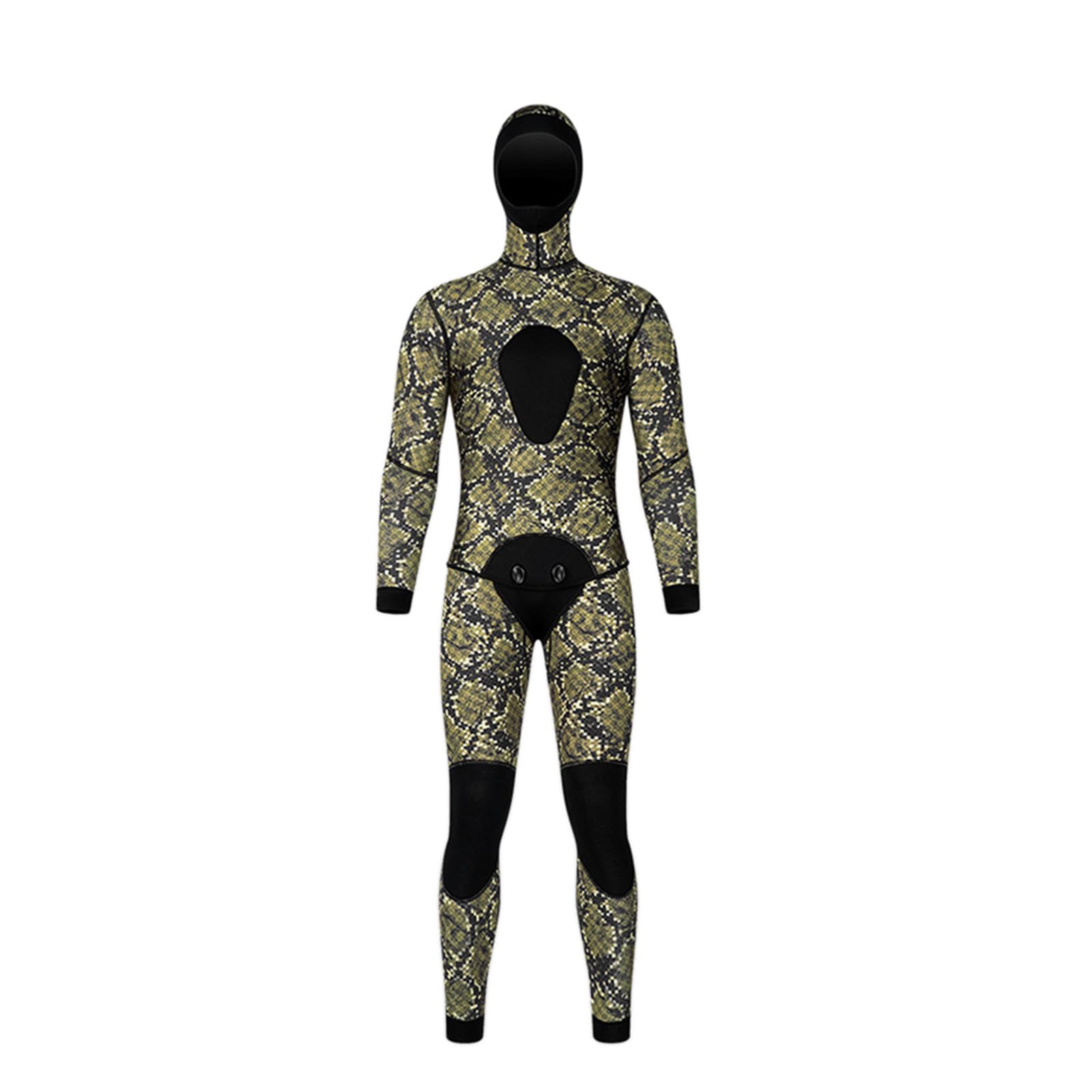 Muta da Sub da 3 Mm Muta con Cappuccio da Uomo SCR Set in Neoprene con Cappuccio Staccabile Pettorina Design Termico Ispessito per Pesca Subacquea Surf Apnea Autunno Inverno
