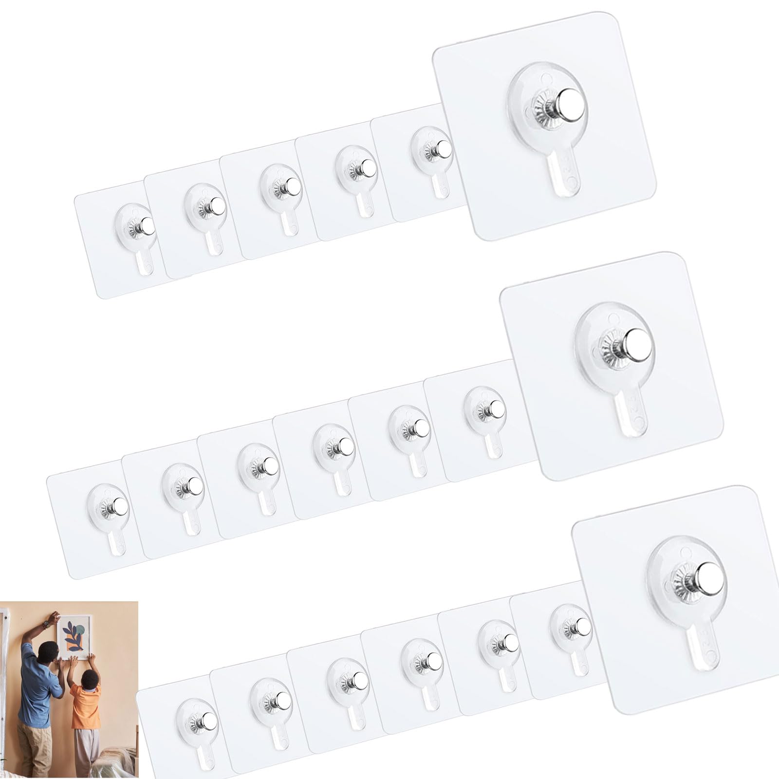20 ganchos para cuadros autoadhesivos, transparentes, ganchos adhesivos para colgar imágenes, sin taladrar, ganchos adhesivos para fotos, fotos, pinturas decorativas