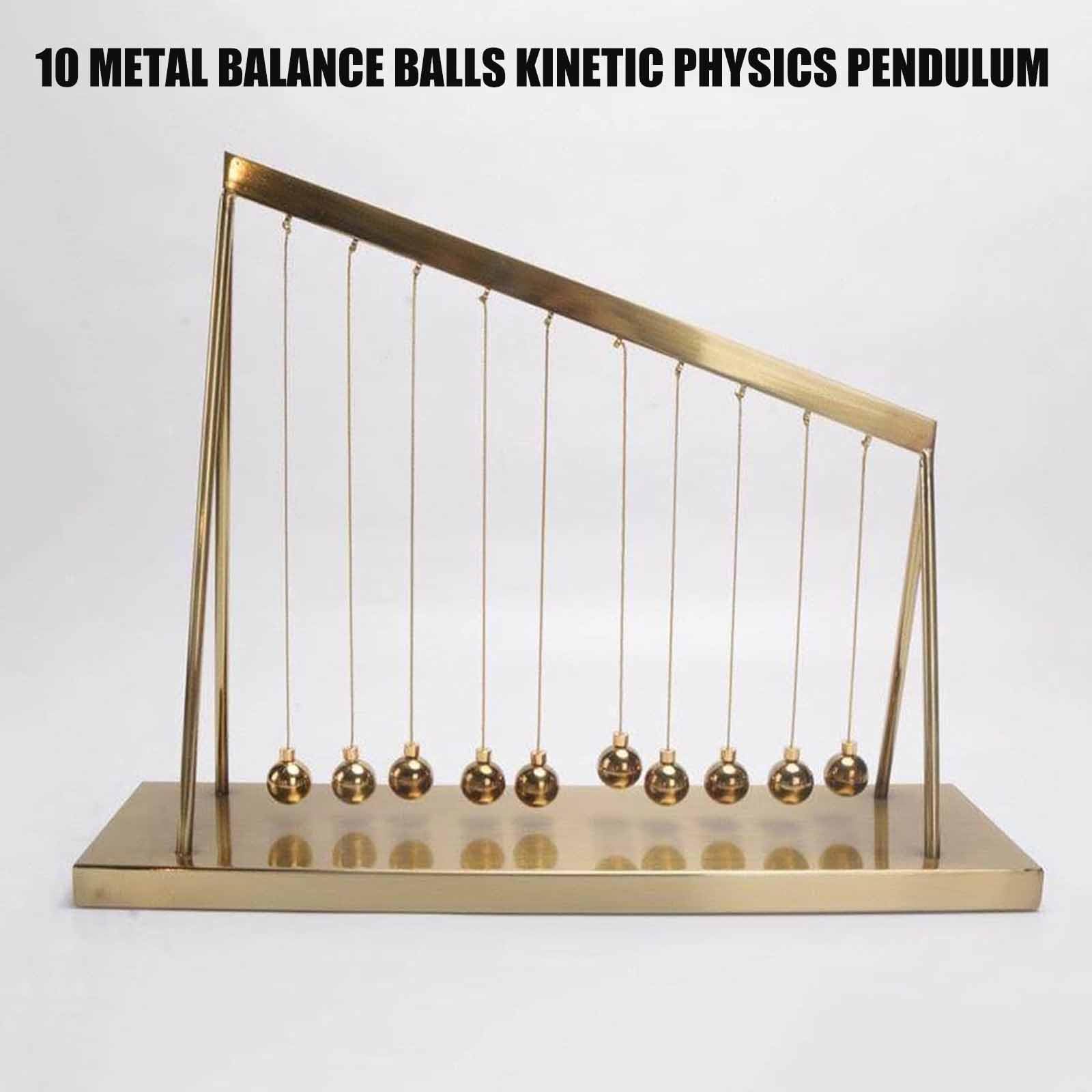 Balles d'équilibre cinétiques Newton, 10 boules en métal, décoration de bureau, décoration scientifique anti-stress, avec jusqu'à 7 minutes d'action de pendule