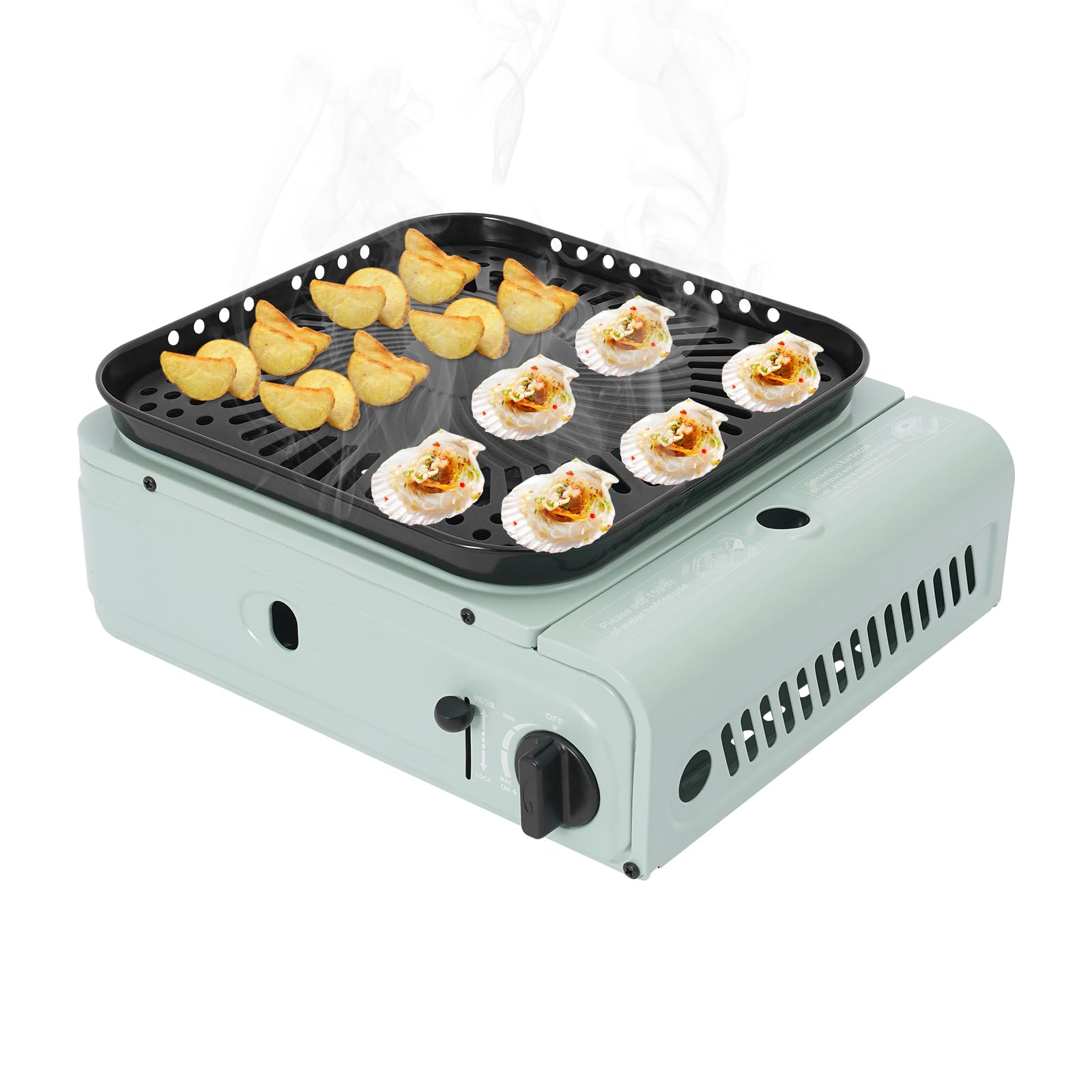 Fornello da campeggio a gas da 2300 W, con custodia per il trasporto, antivento, per pentola da 19 cm di diametro