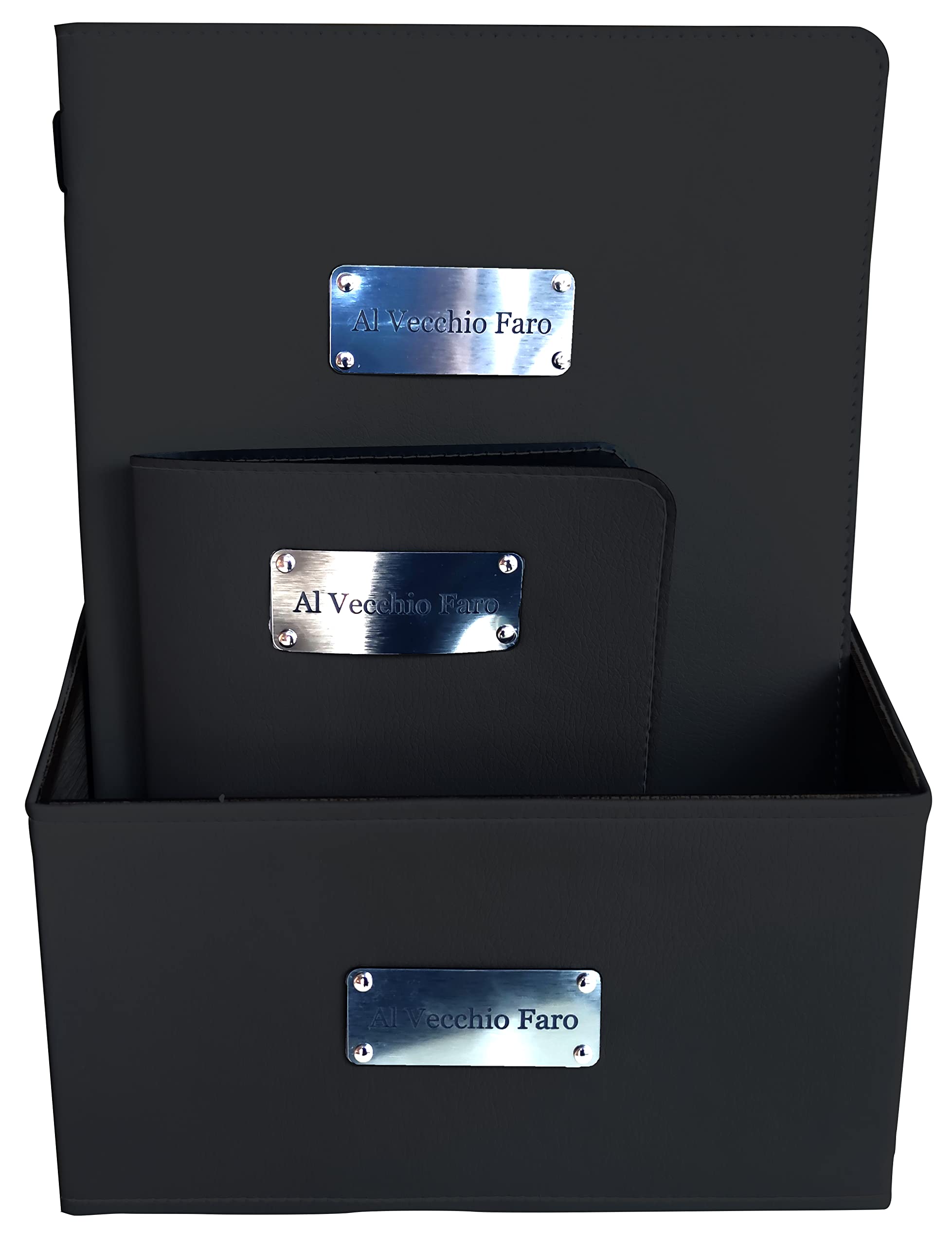 OGGETTANDO, Menù 18 pz Ristorante box Personalizzabile A4 Pub Self Service Bar Birreria Moderno color NERO