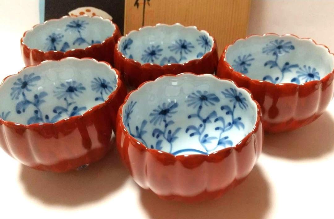 有田焼 源右衛門窯 朱泥 小付 5客組