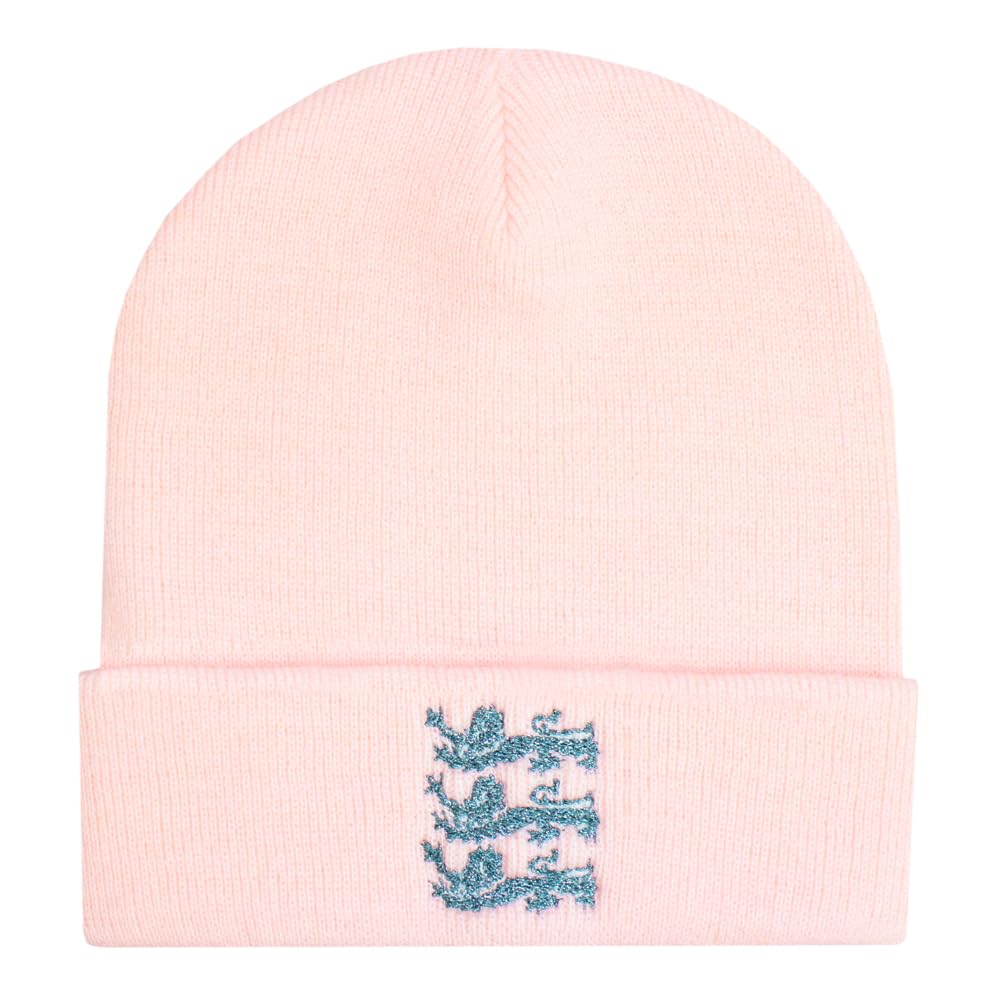 Teddyt's Women's Pink 3 Lions England Embroidered Thermal Beanie Hat