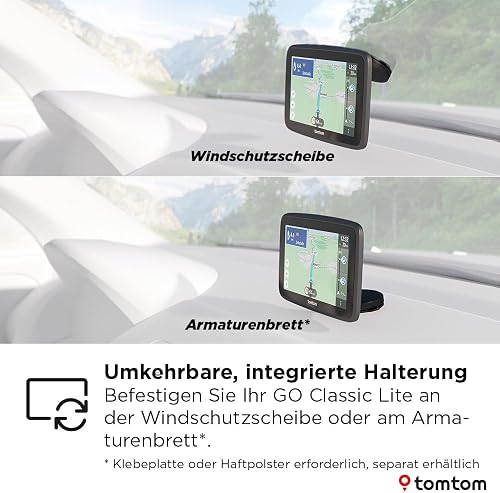 TomTom GPS Voiture GO Classic Lite (6 Pouces, Info Trafic, Essai des Alertes de Zones de Danger, Cartes EU, Mise à Jour Inclus Via WiFi, Fixation Reversible Intégrée) - 6