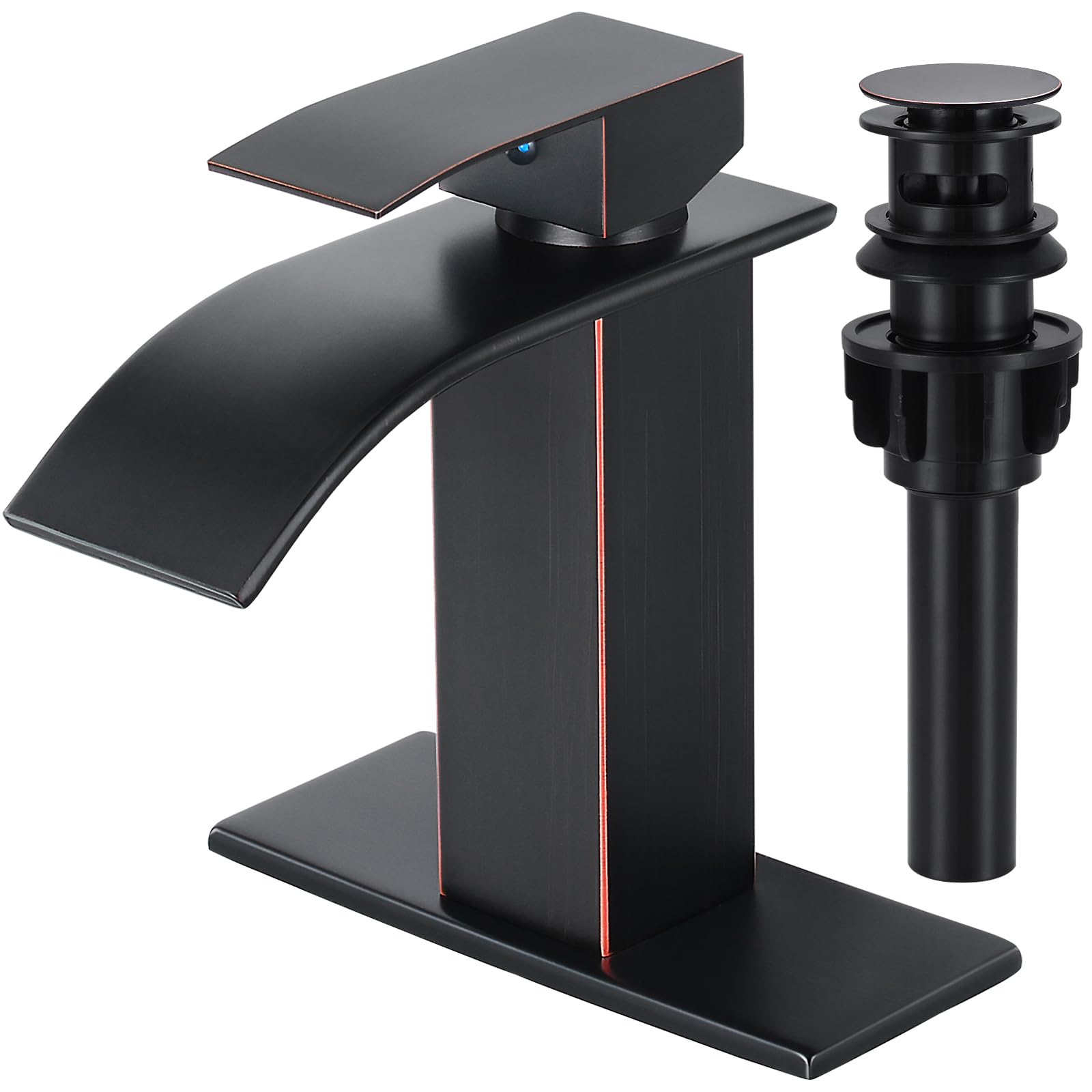 KZH Waterfall Bathroom Faucet, Oil Rubbed Bronze Modern Single Handle ...