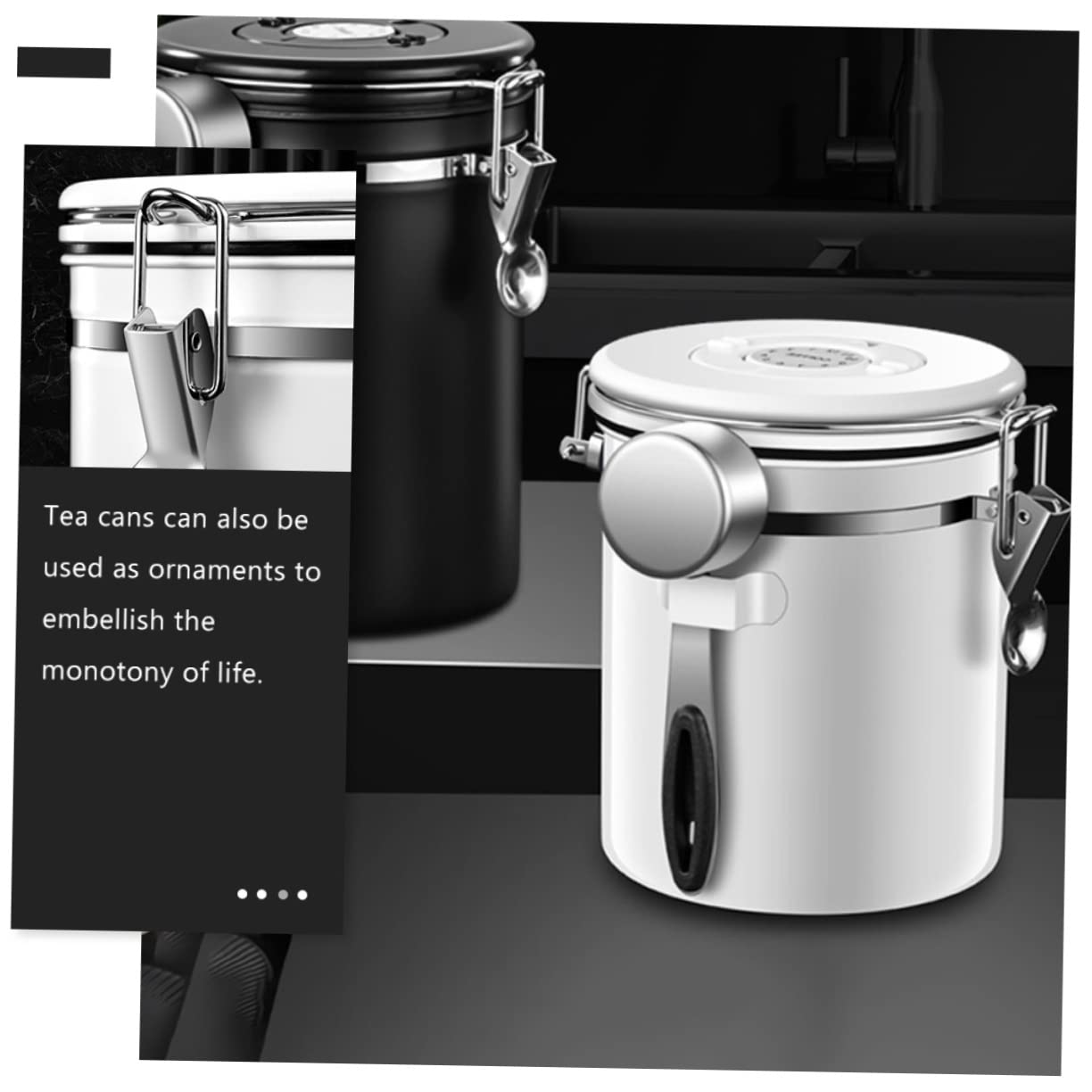 BESTYASH 1 Satz Kaffeebohnen Behälter mit Luftdichtem Deckel zur Aufbewahrung von Kaffee Tee und für Geeignet