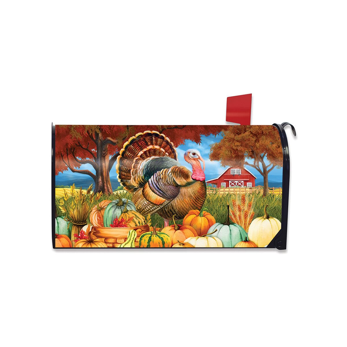Briarwood Lane Fall Thanksgiving Mailbox Cover - Standard Size - Turkey and Pumpkins for Thanksgiving Mailbox Cover