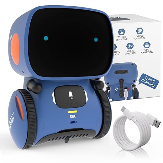 98K Robot Toy for Boys and Girls, Smart Talking Robots Intelligent Partner and Teacher with Voice Control and Touch Sensor, Singing, Dancing, Repeating, Gift Toys for Kids Age 3 and Up
