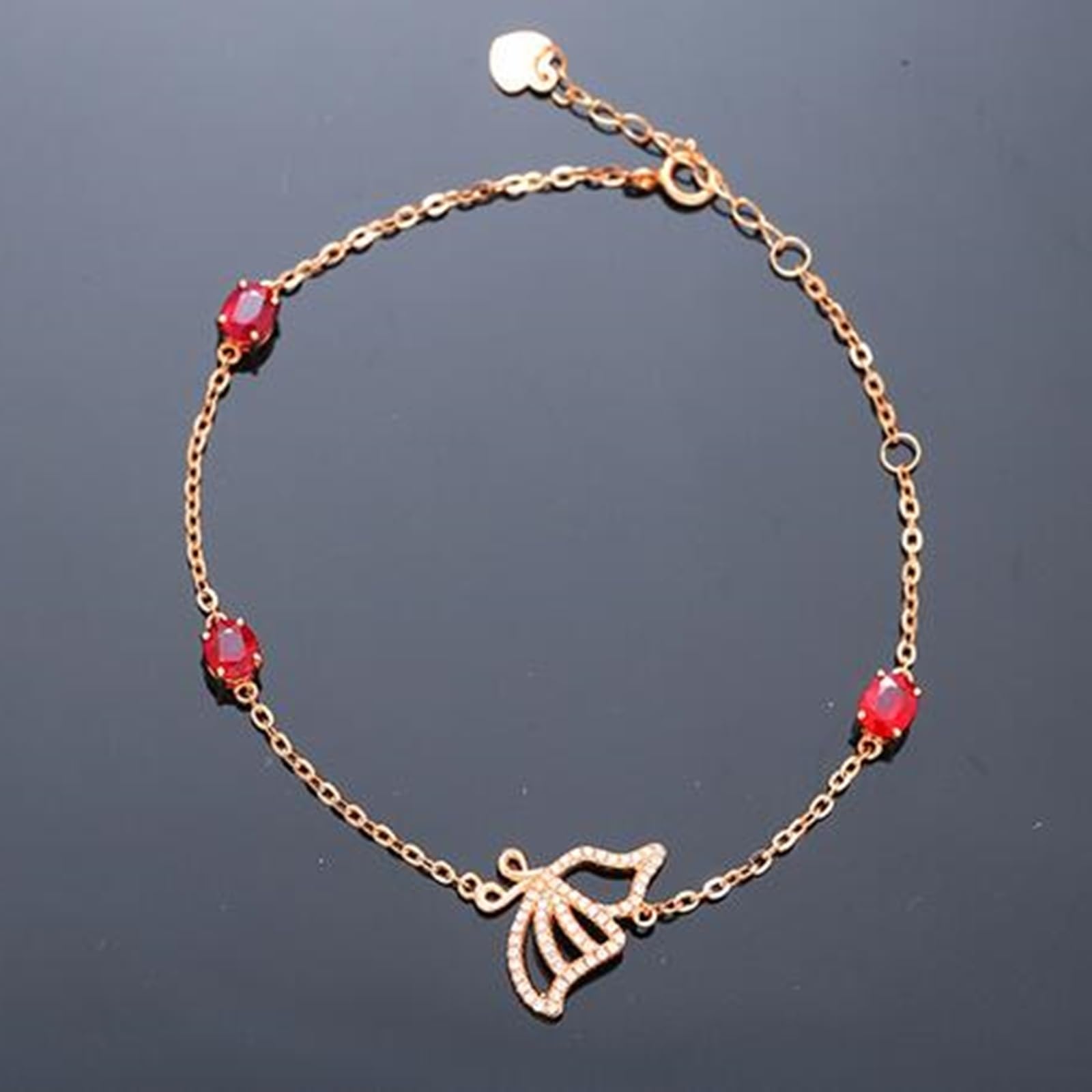Bransoletki różowe złoto 750/585/375, bransoletka damska rubinowa 1,3 ct, 16-18 cm, 4 cm przedłużenie z diamentem, bransoletka ślubna dla chłopaków