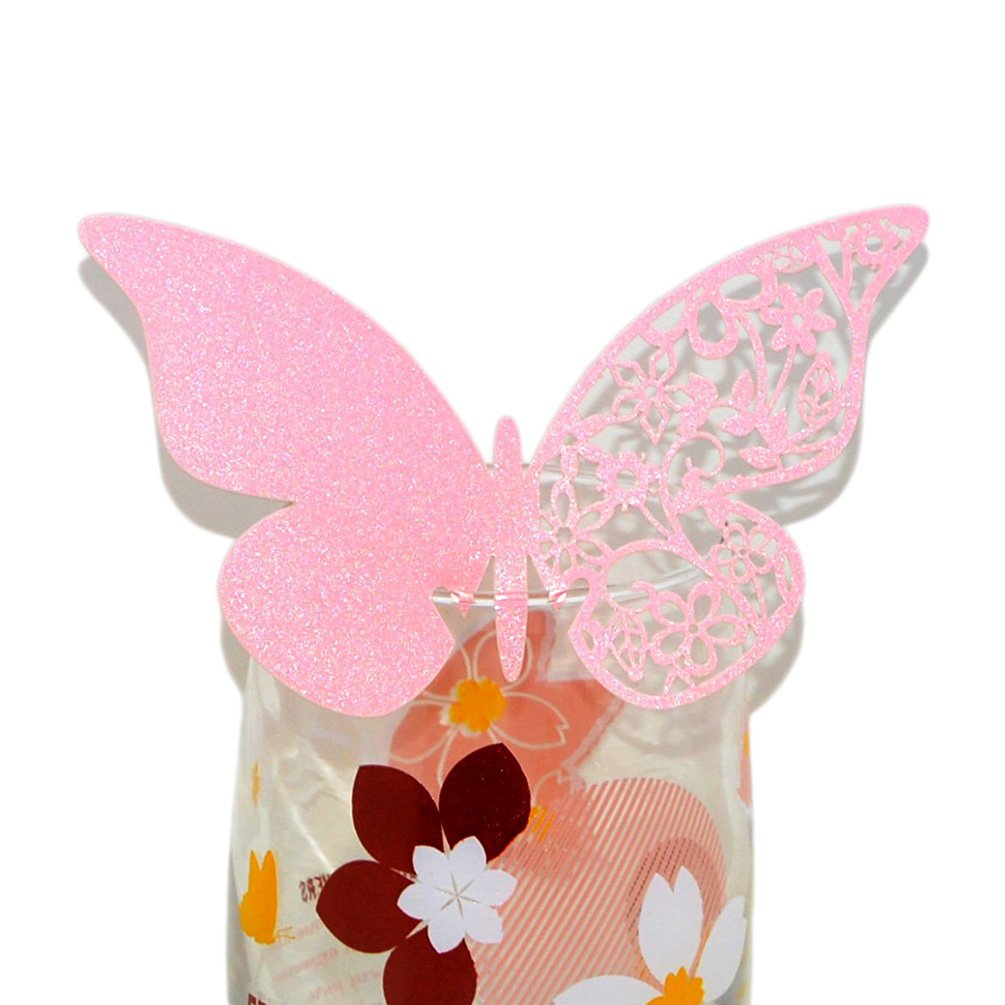 50 pcs Butterfly Wedding Place Name Table Card?(Pink)