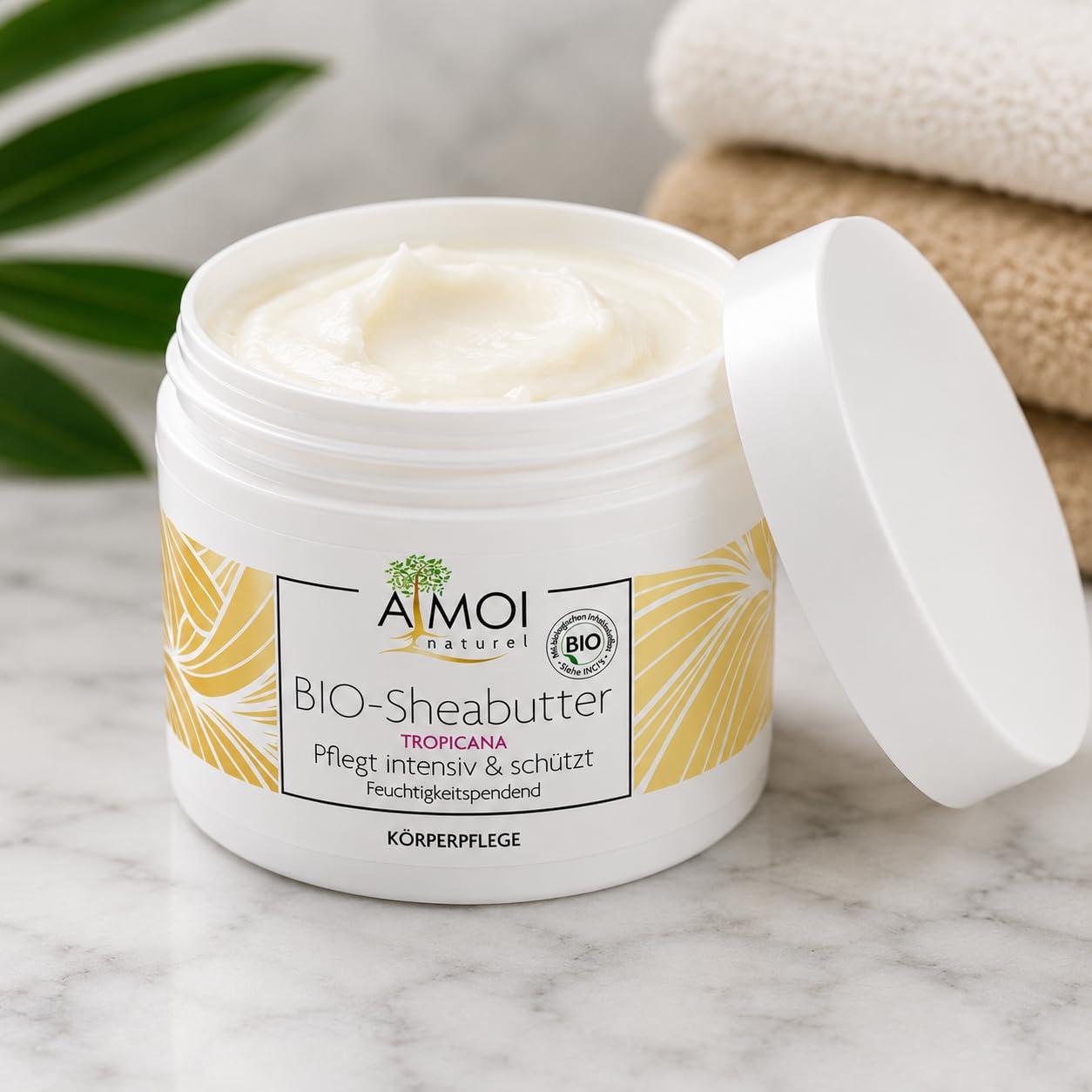 Sheabutter Tropicana 200 ml – Mit bio-zertifizierter, unraffinierter Sheabutter aus Westafrika – Intensive Körperpflege für trockene Haut – Reichhaltige Ganzkörperpflege